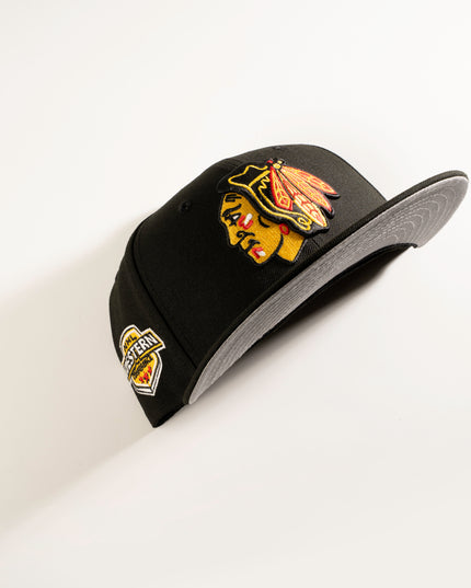 New Era Chicago Blackhawks Western Conference 59Fifty Fitted Hat Black NHL